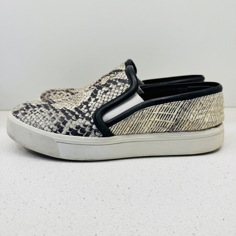 Vince Sneakers Classic Leather Snakeskin Runners Shoes Slip On White Soles Sz 7 - Picture 4 of 12